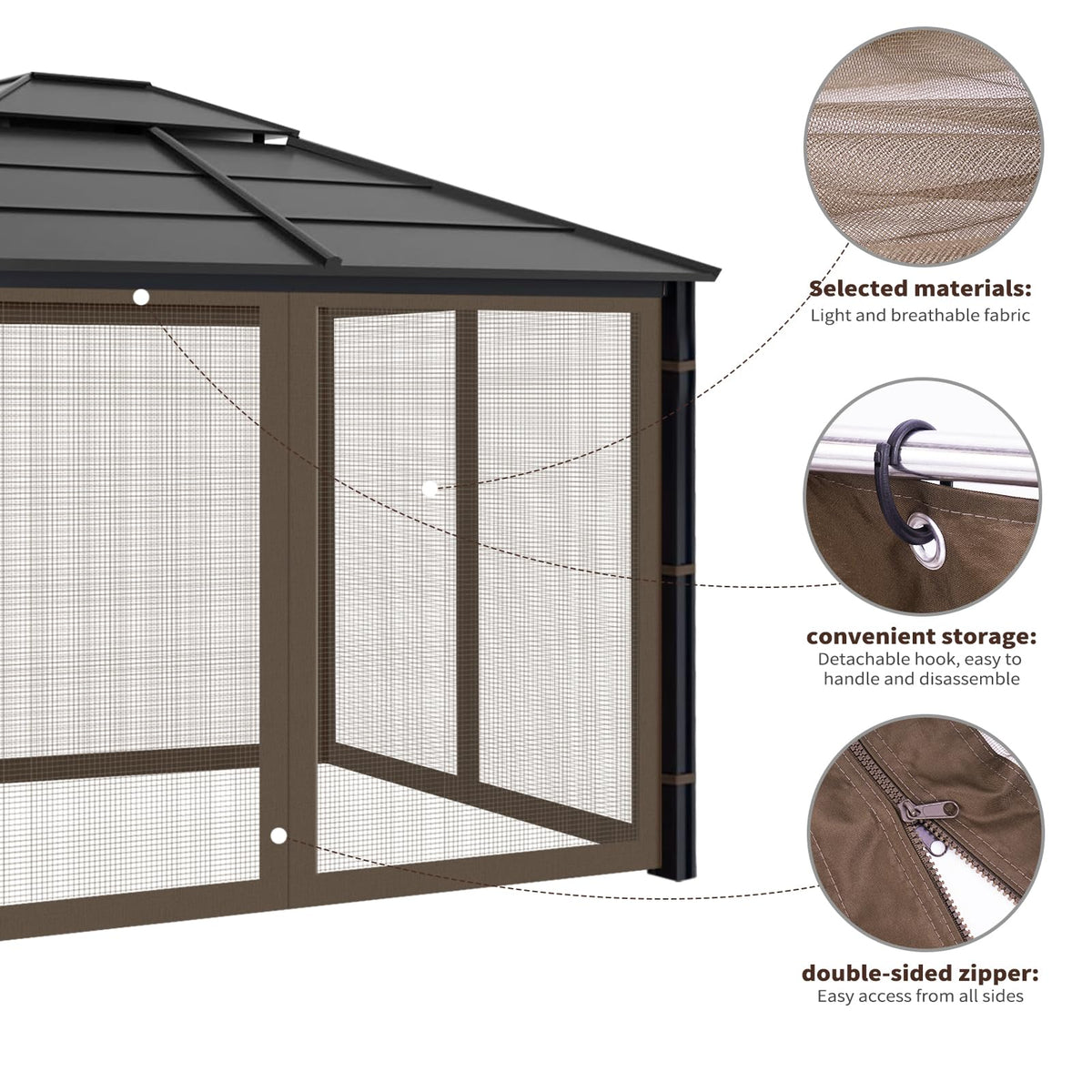 10x10 ft Coffee Gazebo Replacement Mosquito Netting C163