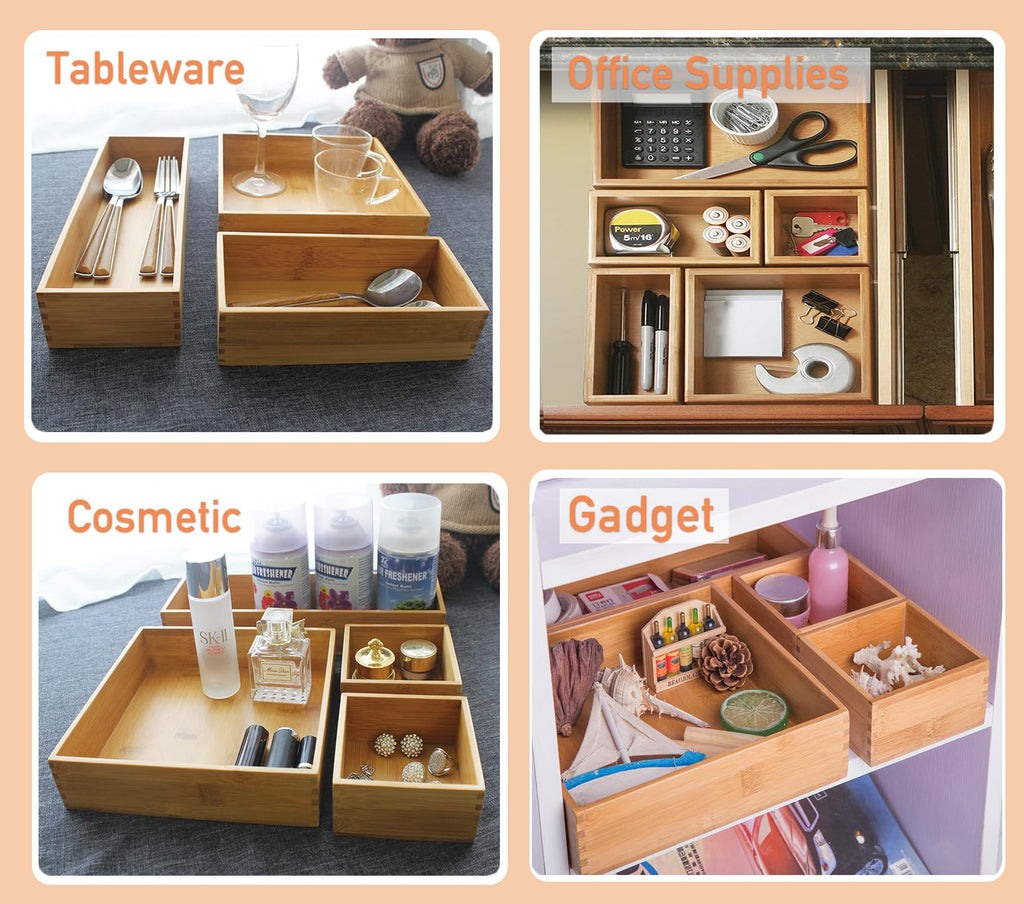 Bamboo Organizer Storage Boxes 4"*4" A266