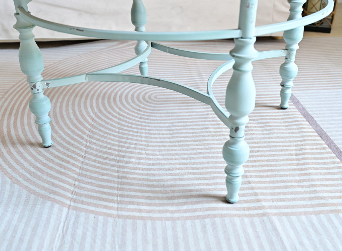 Round Solid Wood Coffee Table with Iron Legs U24155