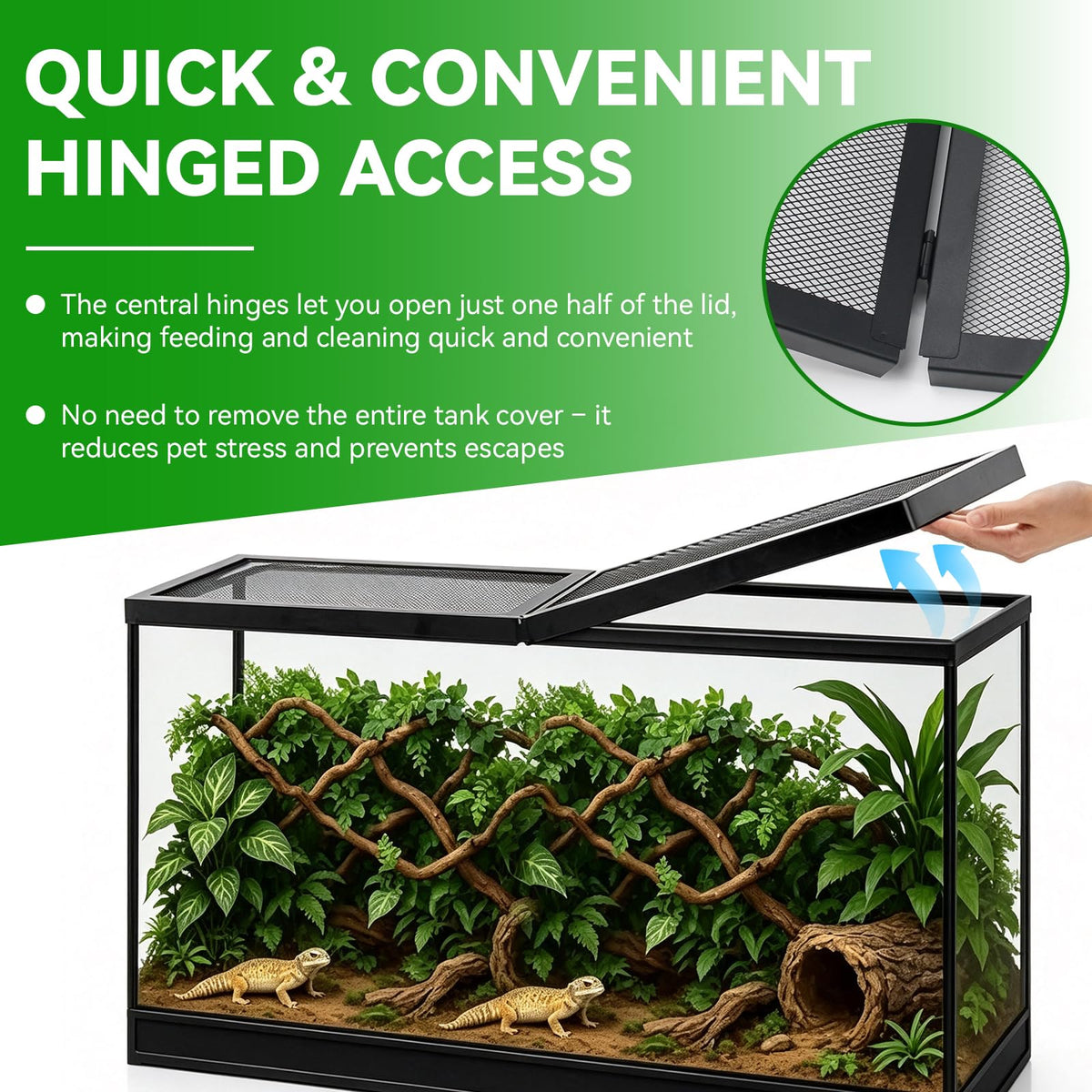 10 Gallon Tank Lid, Hinged Terrarium Screen Cover, 20.8" x 10.8" O7636