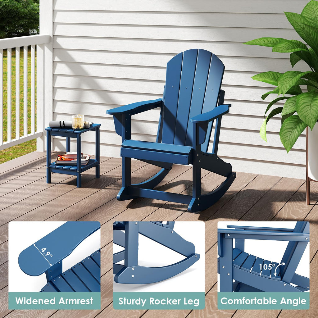 Blue HDPE Plastic Rocking Chairs Set of 2 B632568