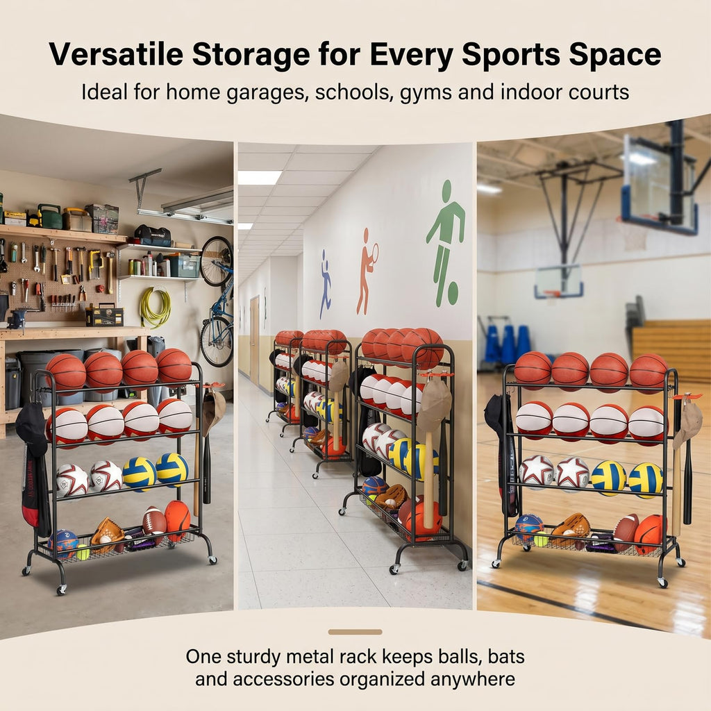 4 Tier Basketball Rack with Wheels A836385