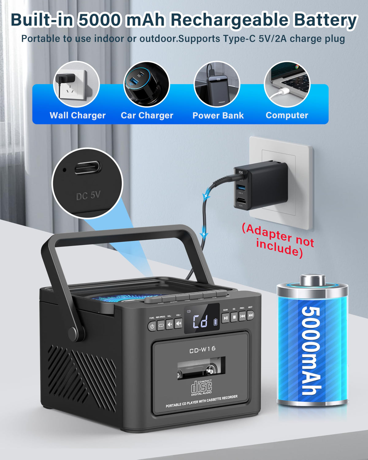 Boombox Cassette CD Player Combo with Bluetooth O26031