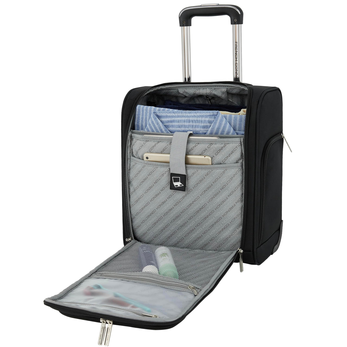 16" Underseat Carry-On Luggage with USB/USB-C Ports, Black S595