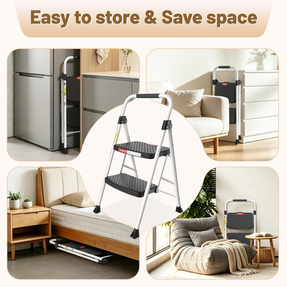 2 Step Ladder with Anti-Slip Pedal T735883