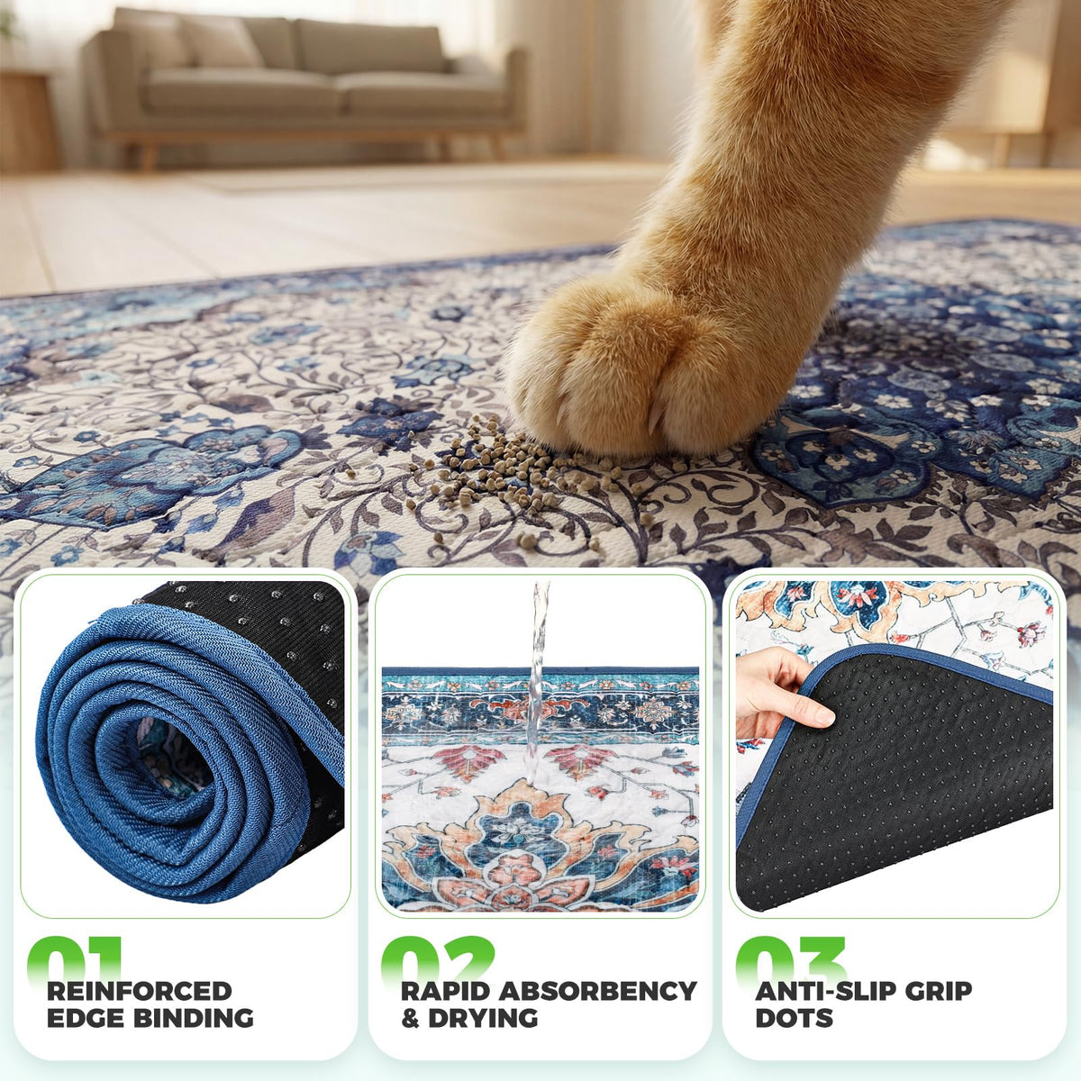 Cat Litter Mat 2 Pack, 18x28 Machine Washable Waterproof Non Slip J627085