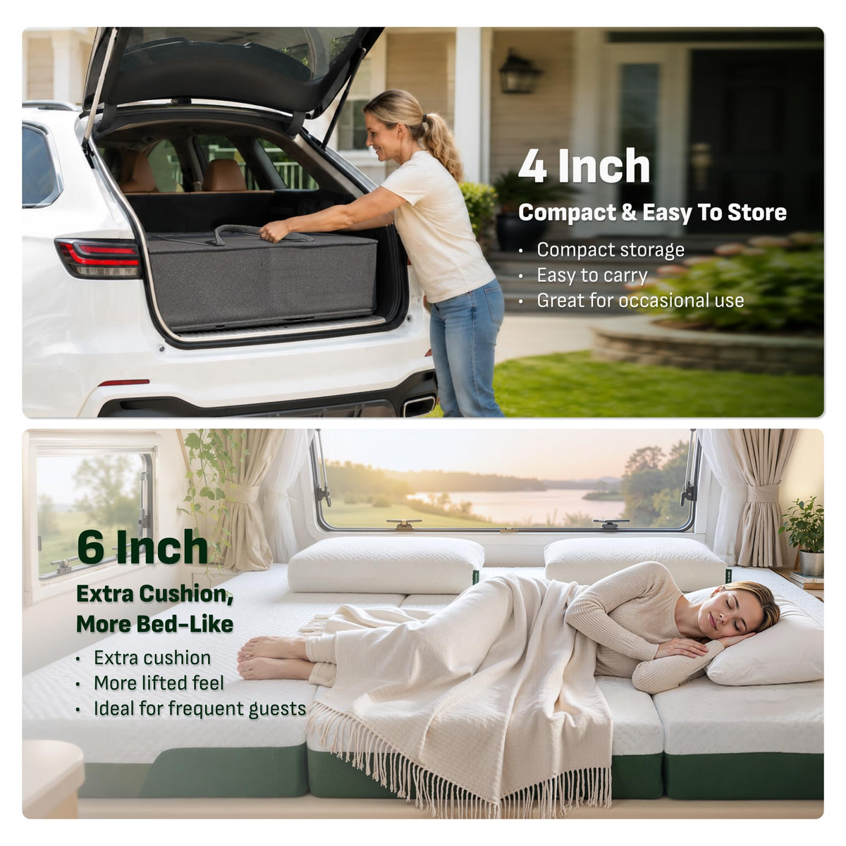 Tri-Fold Mattress Full 6 Inch Memory Foam U37984