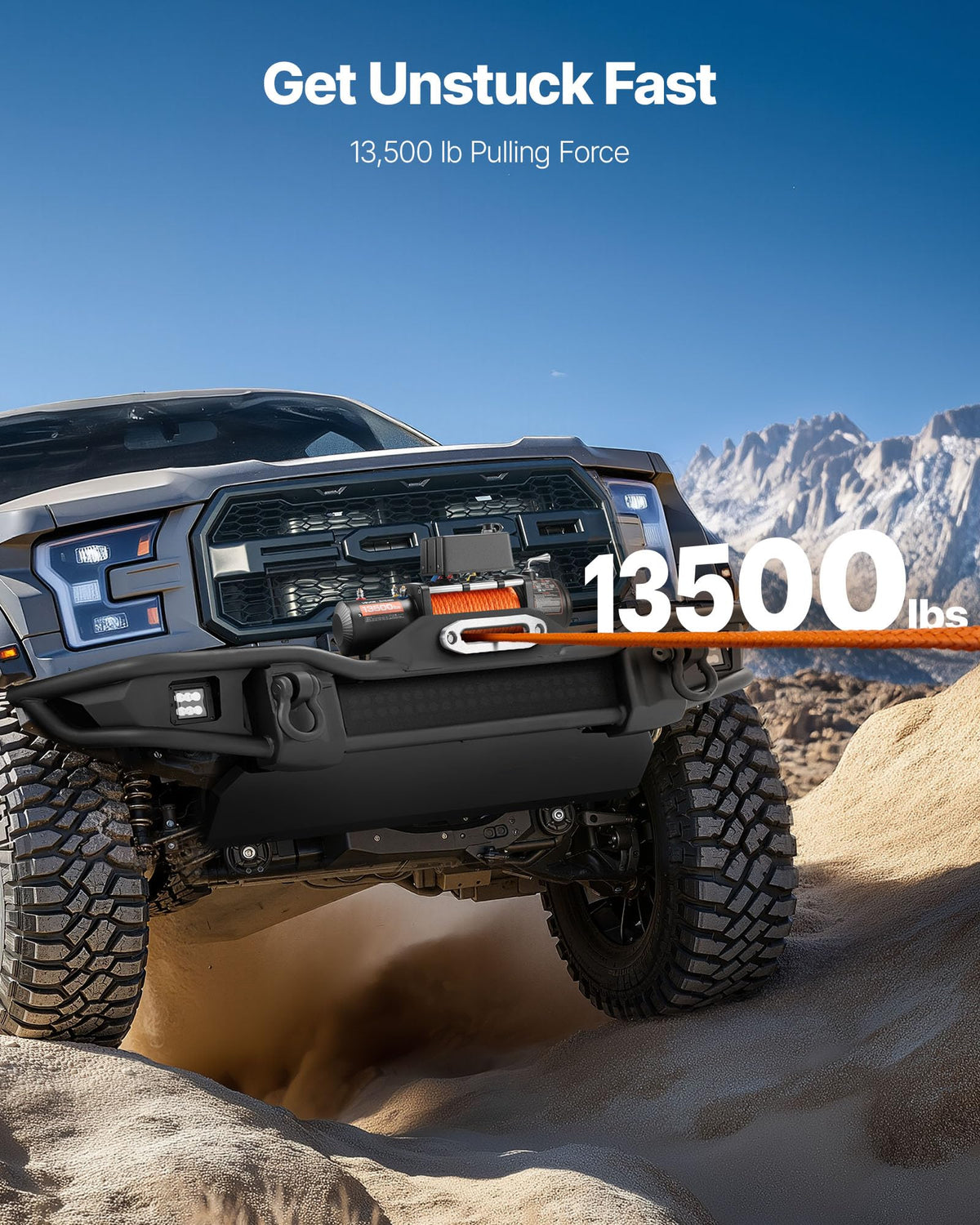13,500 lb 12V DC Electric Truck Winch with Synthetic Rope M137