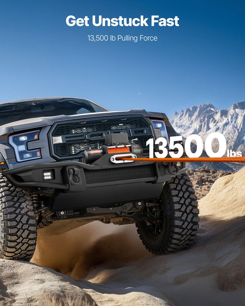 13,500 lb 12V DC Electric Truck Winch with Synthetic Rope M137