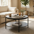 Round Coffee Table with 2-Tier Storage Shelf A137383