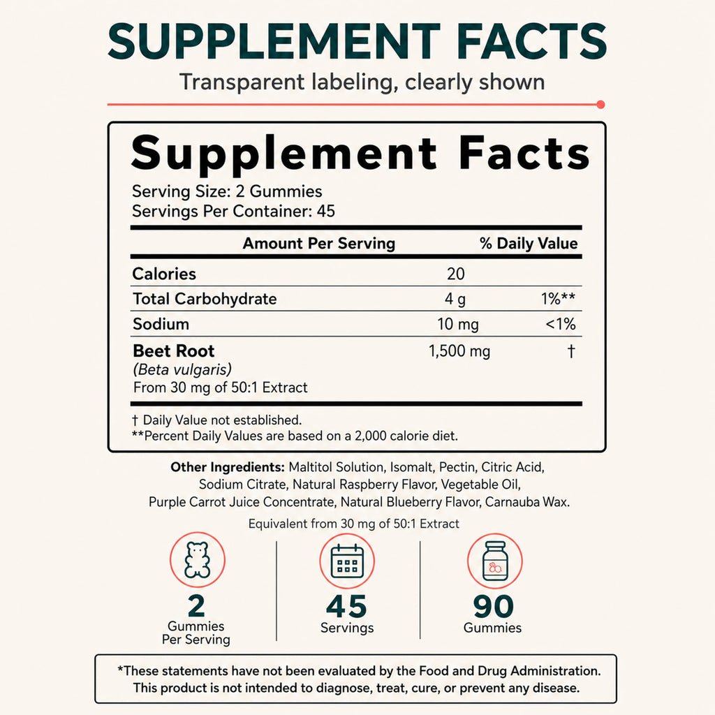 Sugar-Free Beet Root Gummies 90 Chews V951