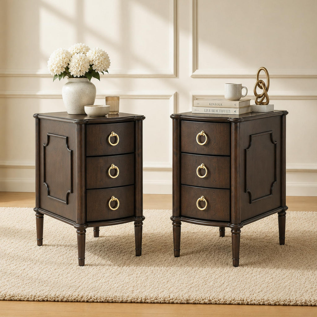 Narrow Wood Nightstands Set of 2 I6810