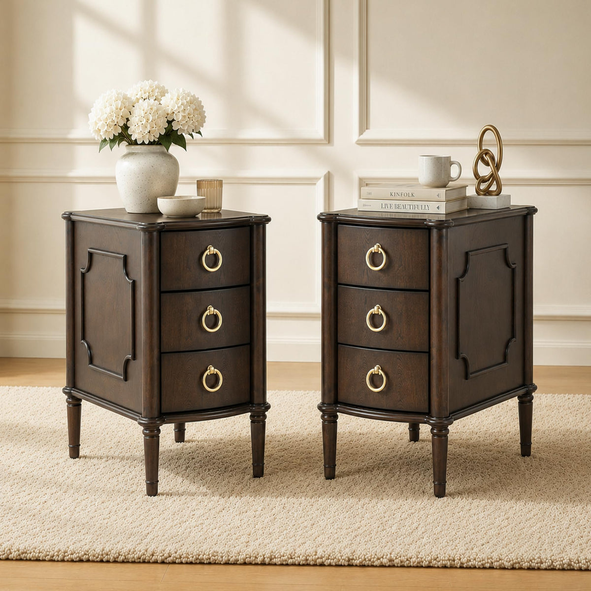 Narrow Wood Nightstands Set of 2 I6810