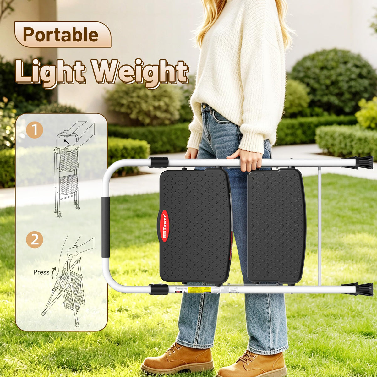 2 Step Ladder with Anti-Slip Pedal T735883