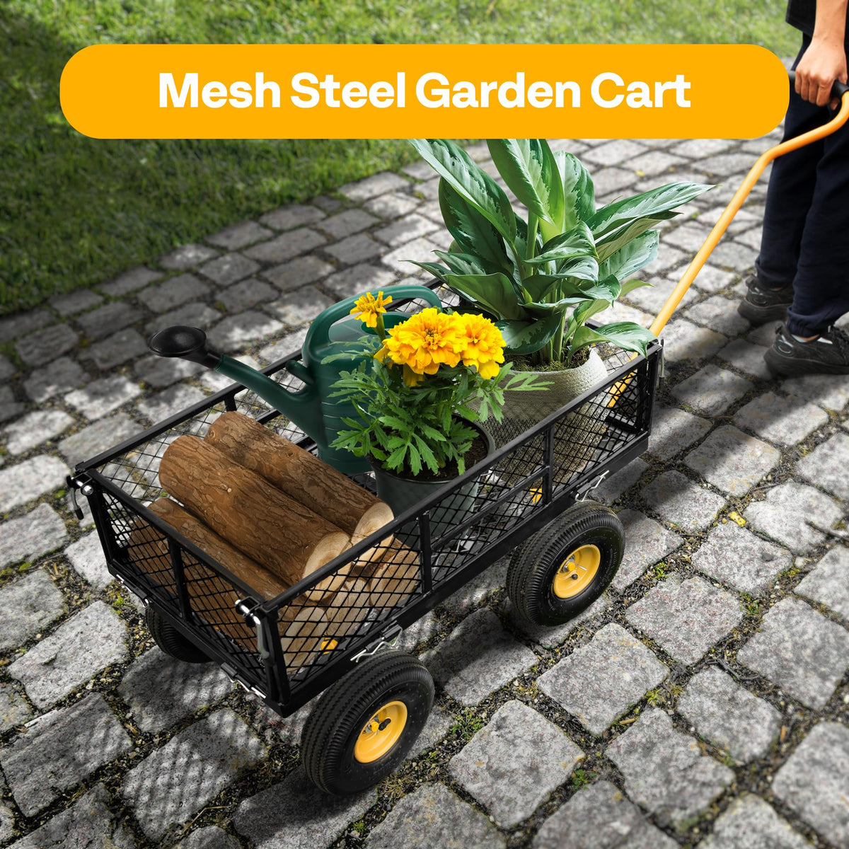 Heavy Duty 4.5 Cu Ft Mesh Steel Garden Cart I2344