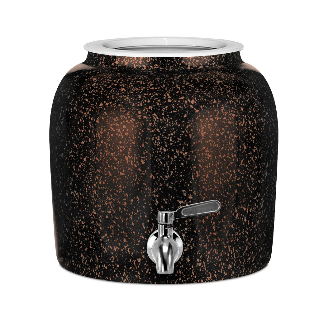 Porcelain Ceramic Crock Water Dispenser with Stainless Steel Faucet and Lid P768353
